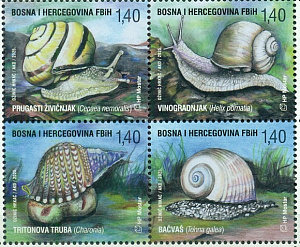 Босния Герцеговина, 2025, Улитки, 4 марки